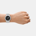 Sync Men Quartz Black Dial Chronograph Stainless Steel Watch AX4186