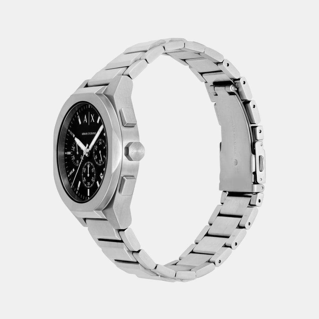 Sync Men Quartz Black Dial Chronograph Stainless Steel Watch AX4186