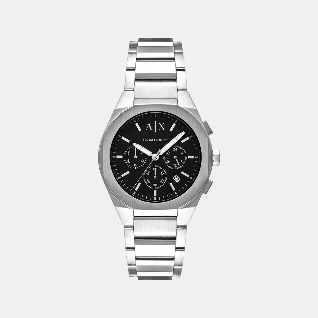 Sync Men Quartz Black Dial Chronograph Stainless Steel Watch AX4186