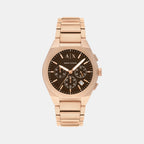 Men Quartz Brown Dial Chronograph Stainless Steel Watch AX4188