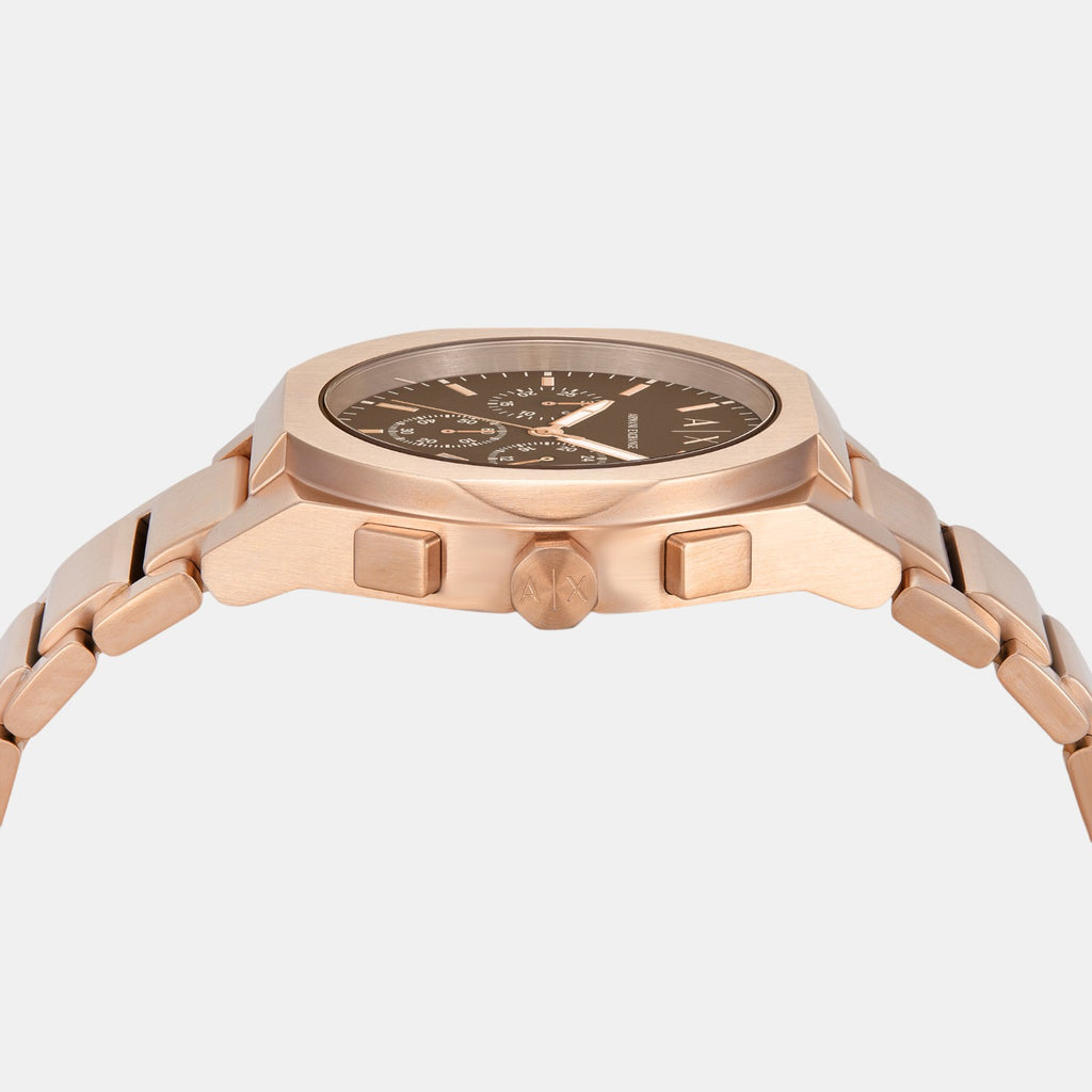 Men Quartz Brown Dial Chronograph Stainless Steel Watch AX4188