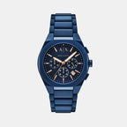 Men Quartz Blue Dial Chronograph Stainless Steel Watch AX4189