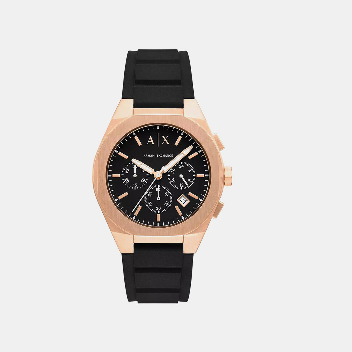 Sync Men Quartz Black Dial Chronograph Silicone Watch AX4190