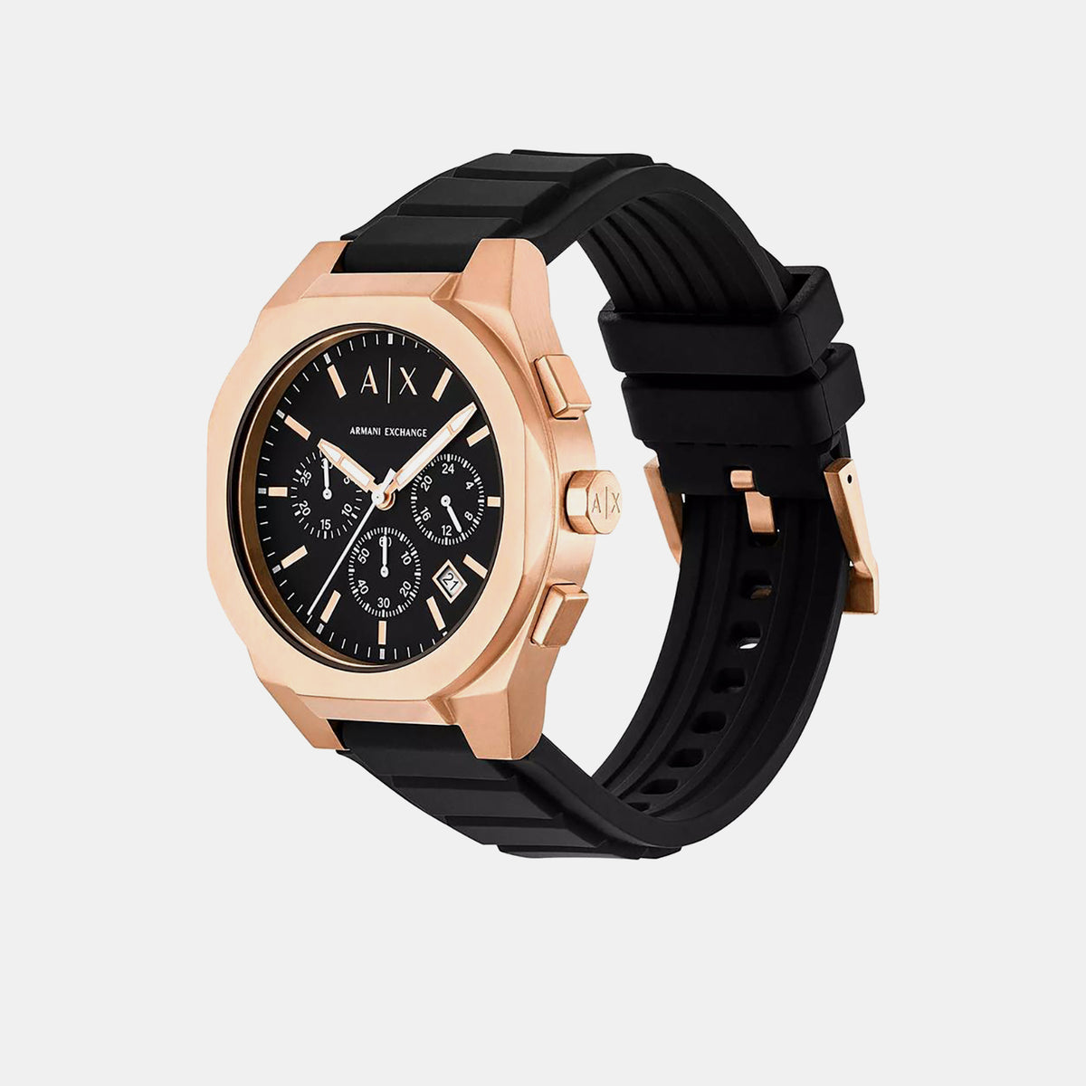 Sync Men Quartz Black Dial Chronograph Silicone Watch AX4190