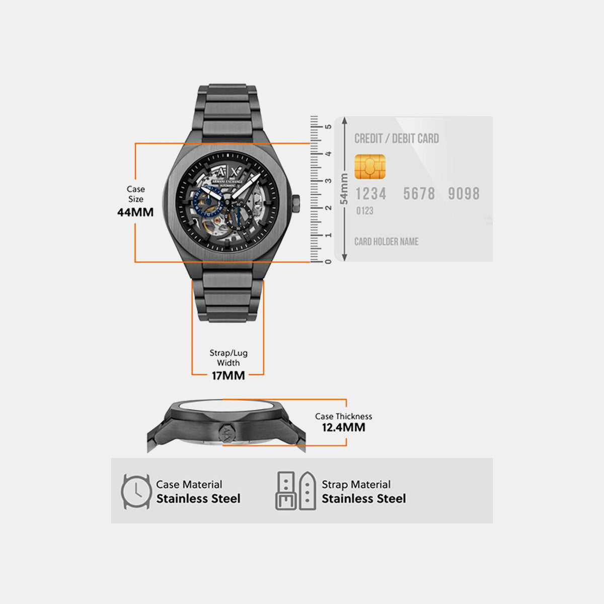 Sync Men Automatic Grey Dial Chronograph Stainless Steel Watch AX4195