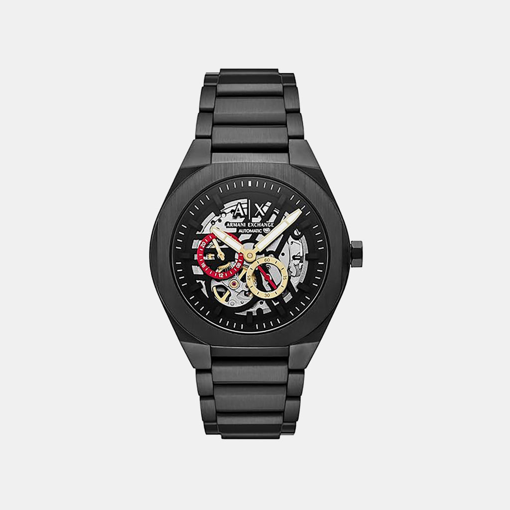 Sync Men Automatic Black Dial Chronograph Stainless Steel Watch AX4196