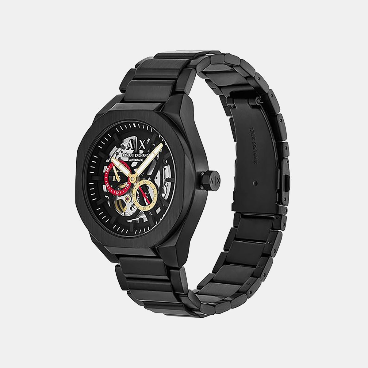 Sync Men Automatic Black Dial Chronograph Stainless Steel Watch AX4196