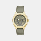 Sync Men Quartz Green Dial Chronograph Silicone Watch AX4197