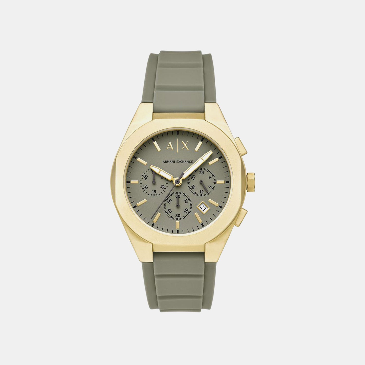 Sync Men Quartz Green Dial Chronograph Silicone Watch AX4197