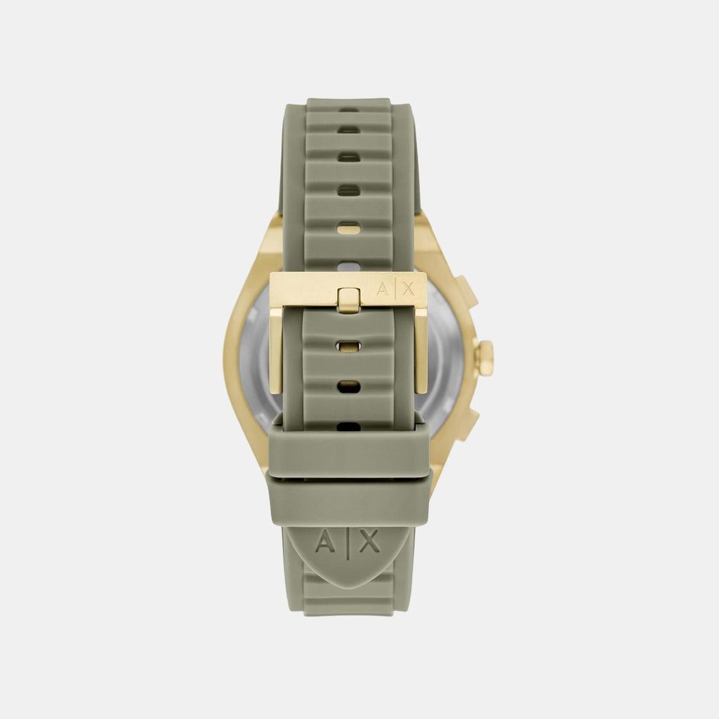 Sync Men Quartz Green Dial Chronograph Silicone Watch AX4197