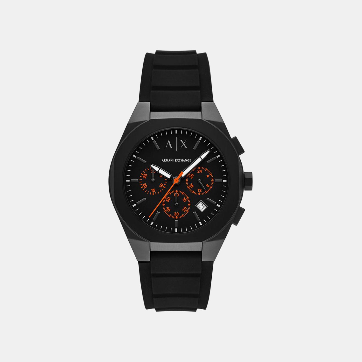 Sync Men Quartz Black Dial Chronograph Silicone Watch AX4198