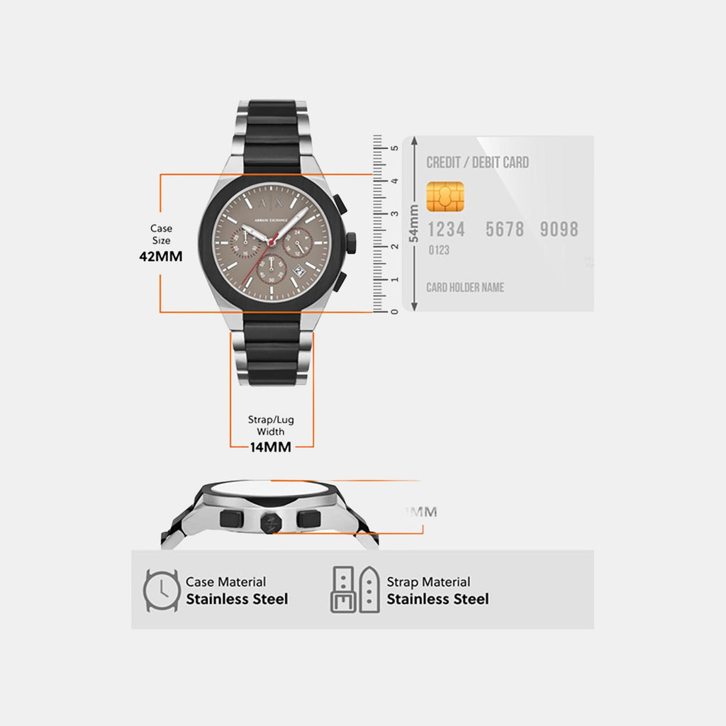 Sync Men Quartz Brown Dial Chronograph Stainless Steel Watch AX4199