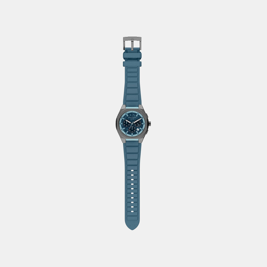 Sync Men Quartz Blue Dial Chronograph Silicone Watch AX4291