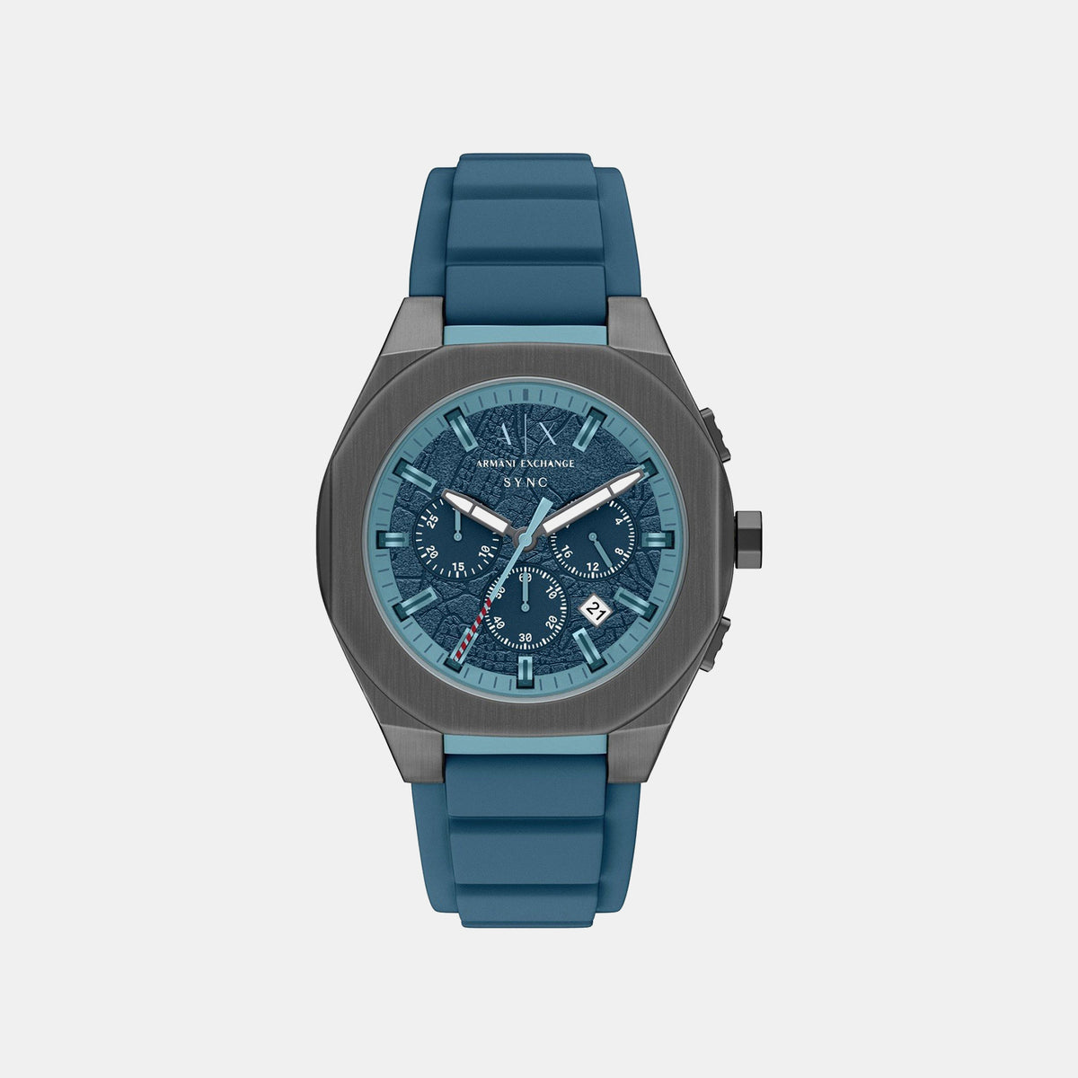 SYNC Men Quartz Blue Dial Chronograph Silicone Watch AX4291