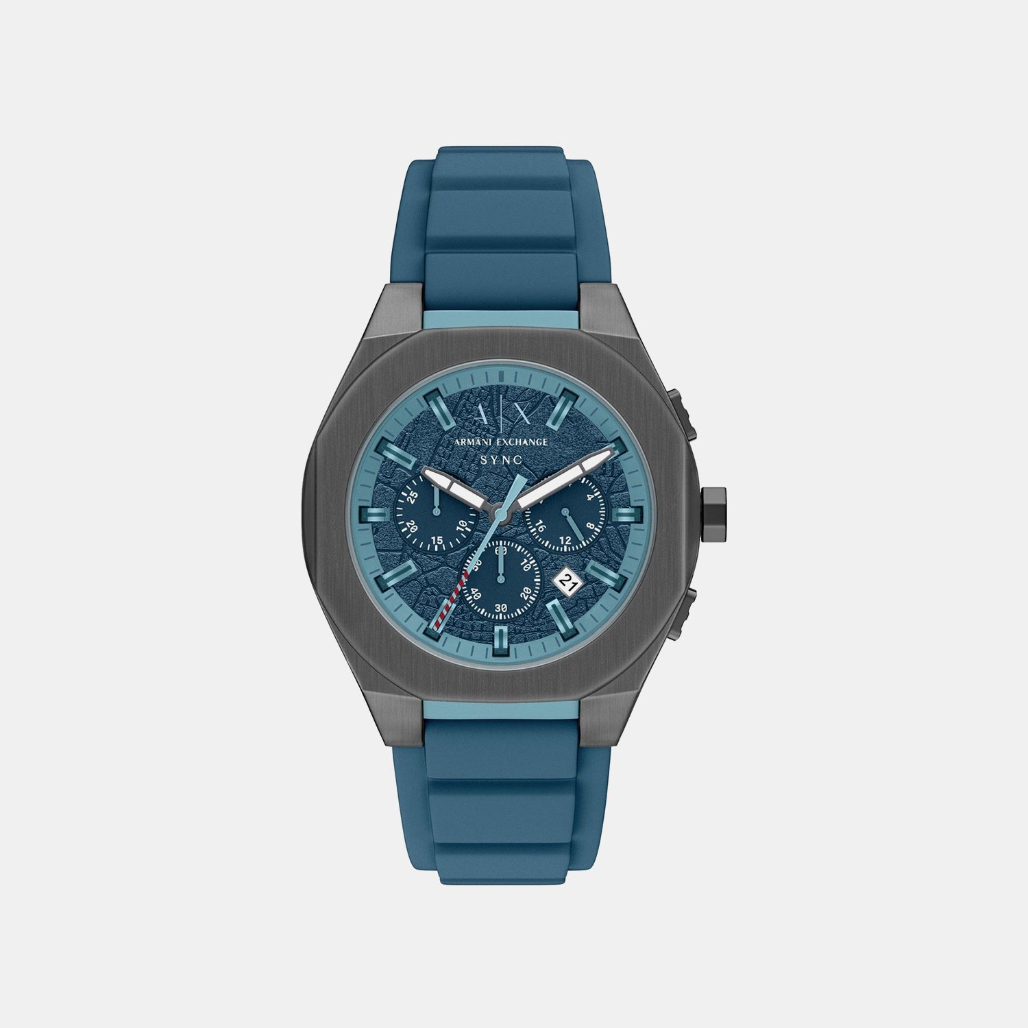 Sync Men Quartz Blue Dial Chronograph Silicone Watch AX4291