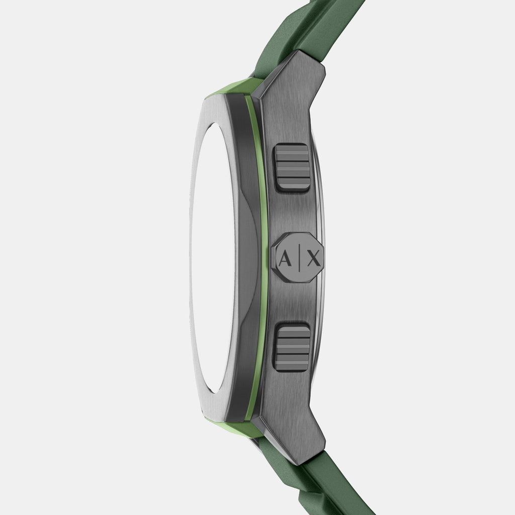 Sync Men Quartz Green Dial Chronograph Silicone Watch AX4292