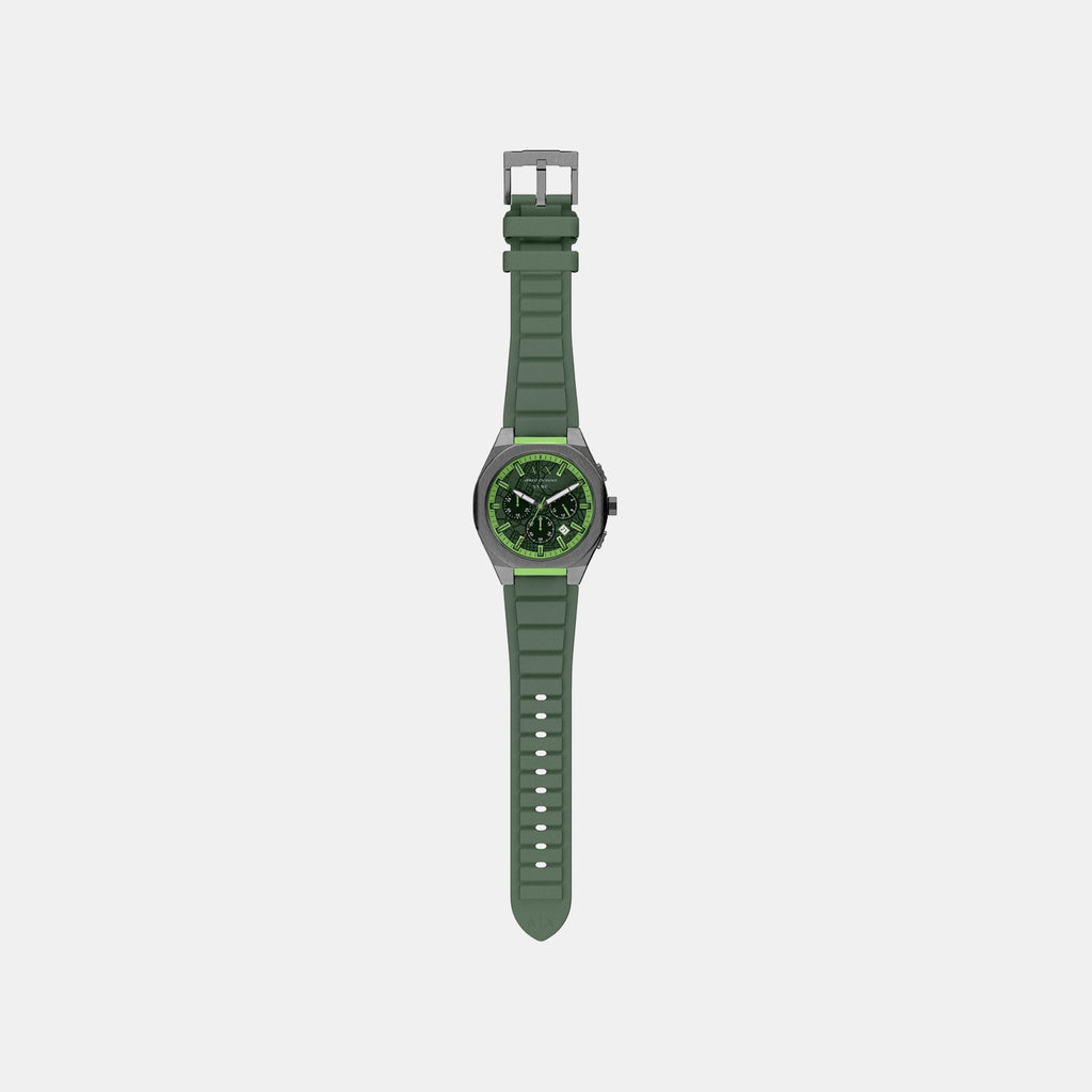 Sync Men Quartz Green Dial Chronograph Silicone Watch AX4292