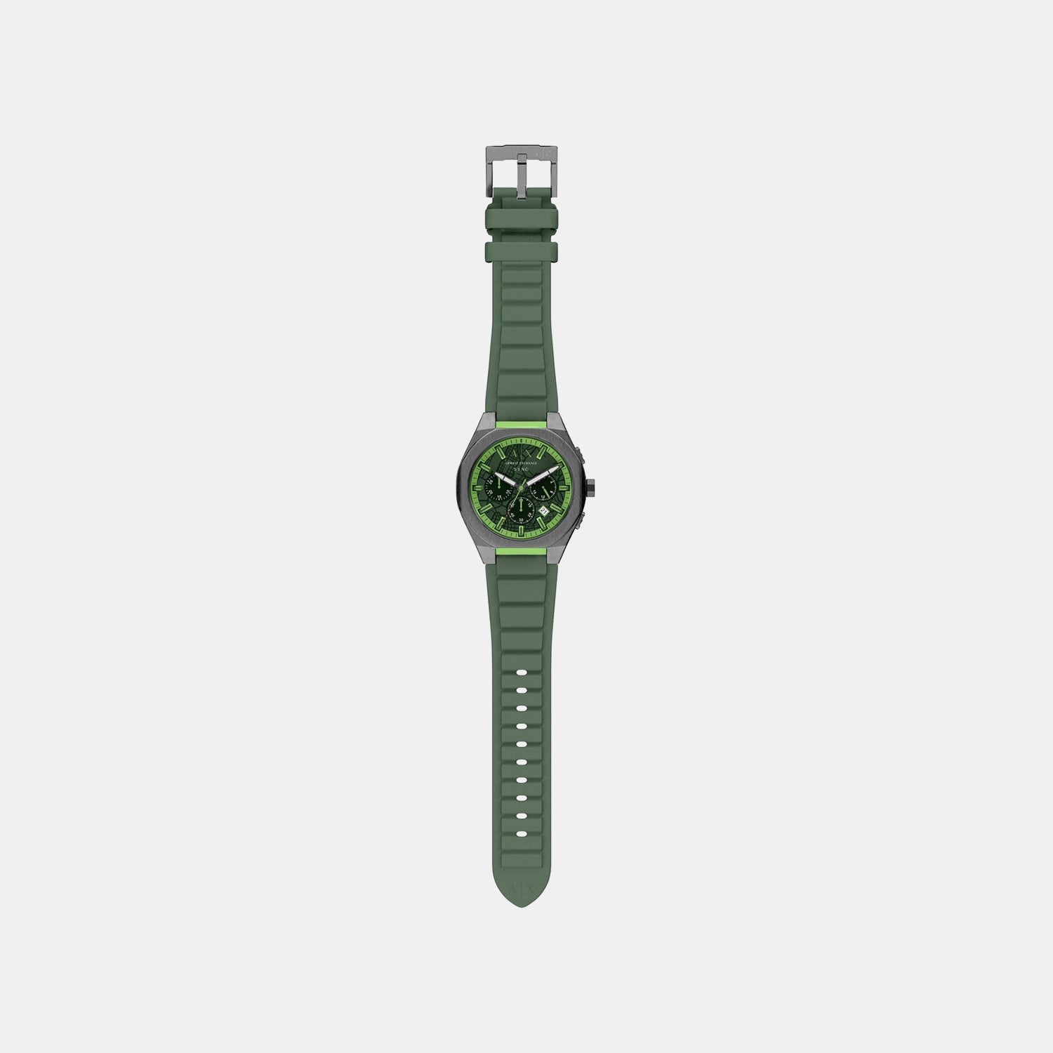 Sync Men Quartz Green Dial Chronograph Silicone Watch AX4292