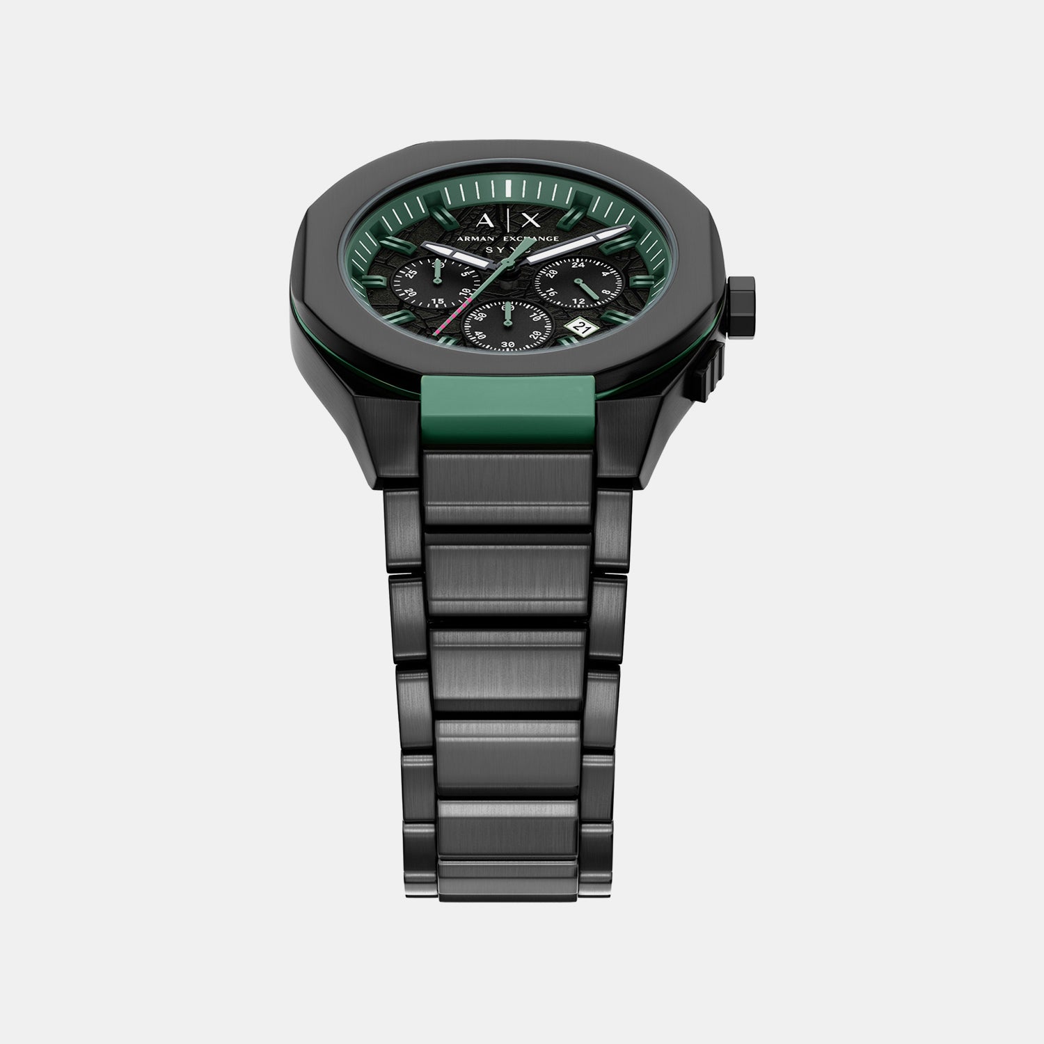Men Quartz Black Dial Chronograph Stainless Steel Watch AX4294