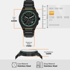Men Quartz Black Dial Chronograph Stainless Steel Watch AX4294
