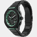 Men Quartz Black Dial Chronograph Stainless Steel Watch AX4294