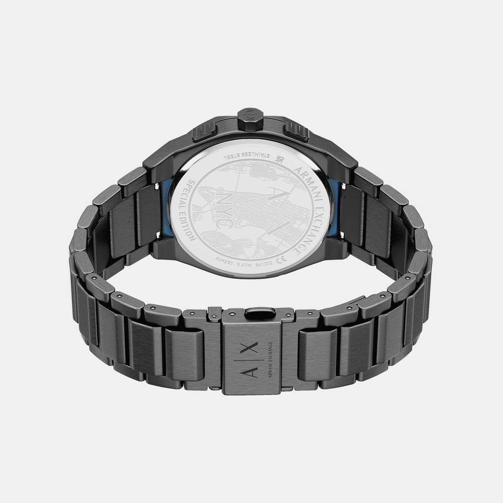 Men Quartz Black Dial Chronograph Stainless Steel Watch AX4295