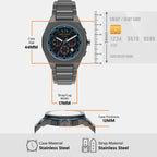 Men Quartz Black Dial Chronograph Stainless Steel Watch AX4295