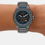 Men Quartz Black Dial Chronograph Stainless Steel Watch AX4295