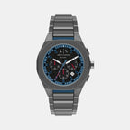 Men Quartz Black Dial Chronograph Stainless Steel Watch AX4295