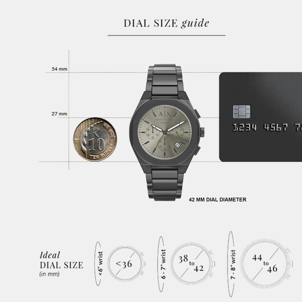 Men Quartz Grey Dial Chronograph Stainless Steel Watch AX4296