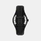Men Automatic Silver Dial Multi-Function Leather Watch AX4297
