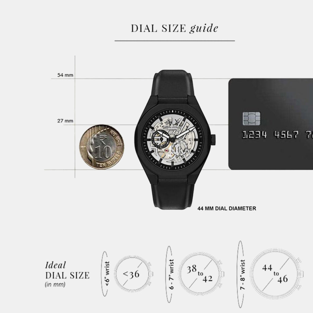 Men Automatic Silver Dial Multi-Function Leather Watch AX4297