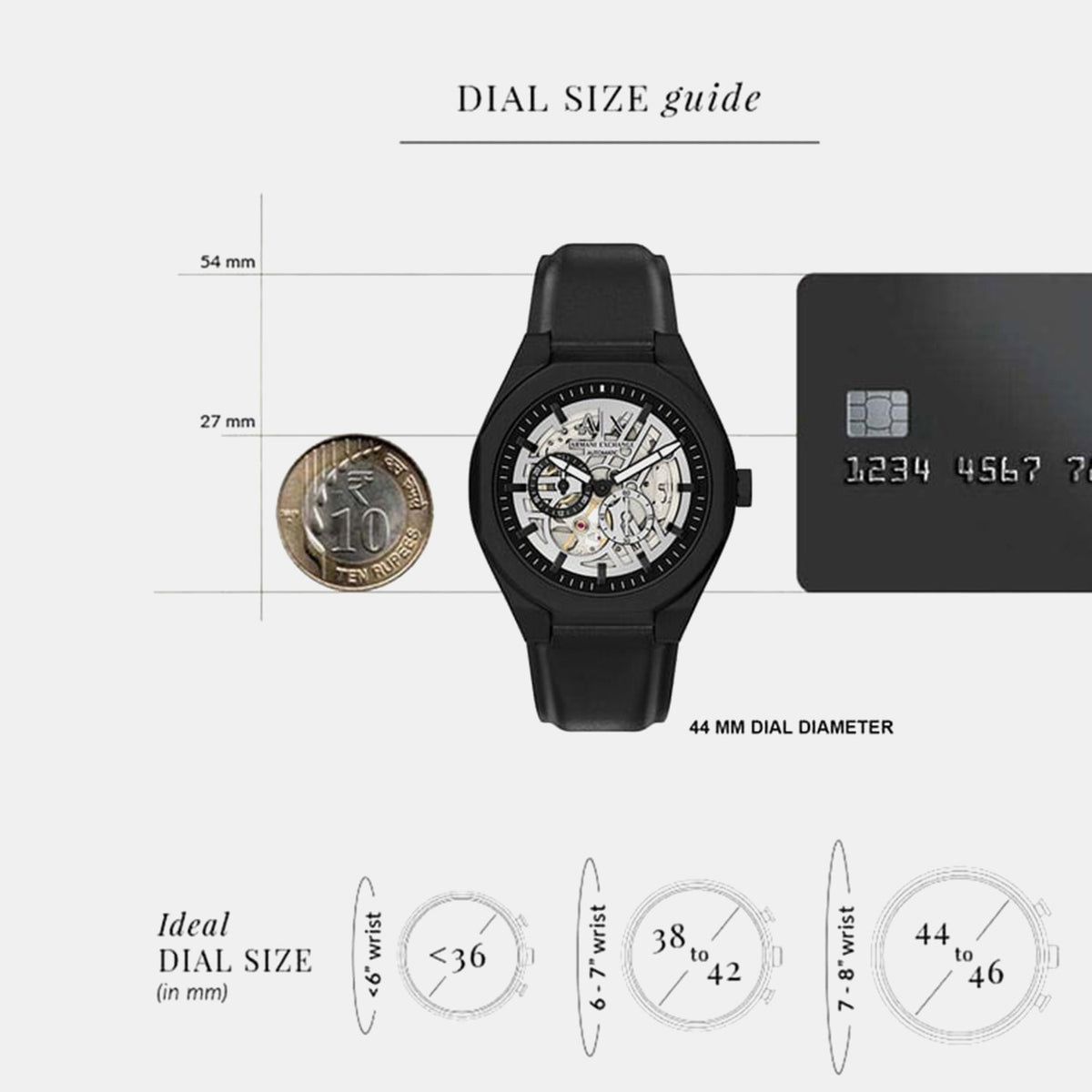 Men Automatic Silver Dial Multi-Function Leather Watch AX4297
