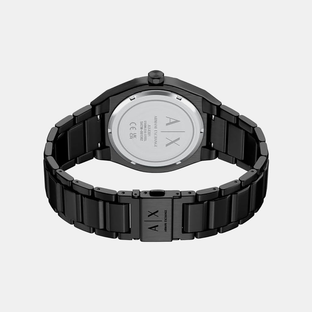 Sync Men Quartz Black Dial Analog Stainless Steel Watch AX4301