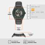 Men Automatic Green Dial Chronograph Stainless Steel Watch AX4302