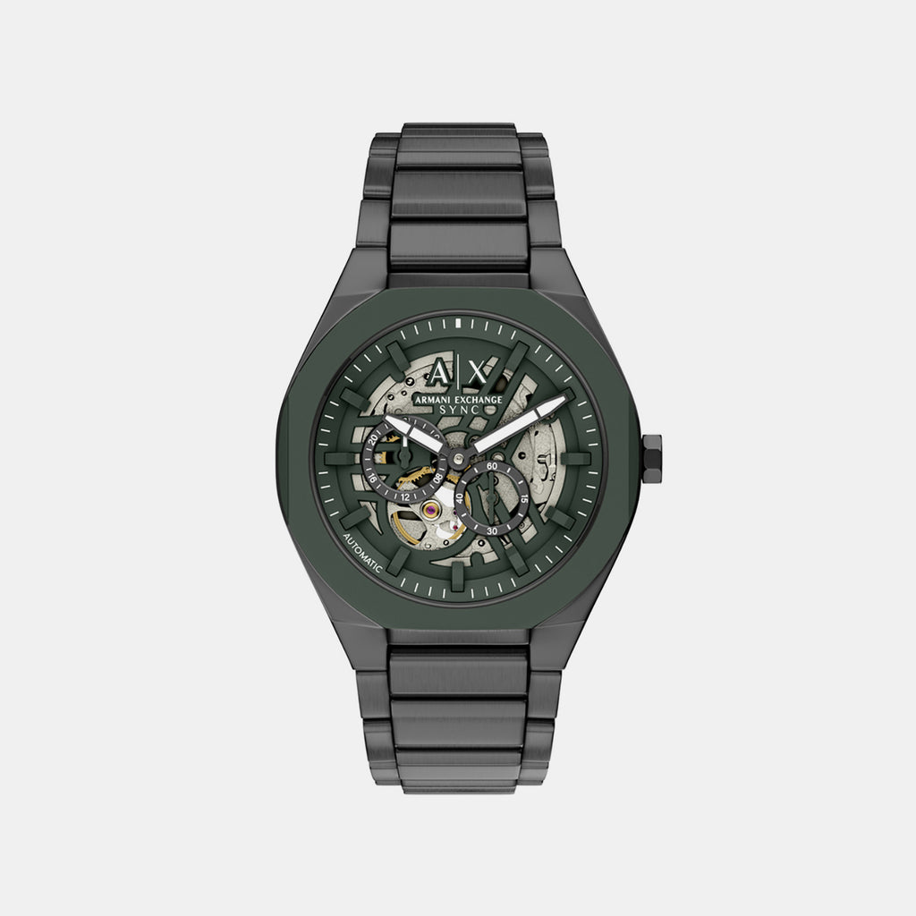 Men Automatic Green Dial Chronograph Stainless Steel Watch AX4302