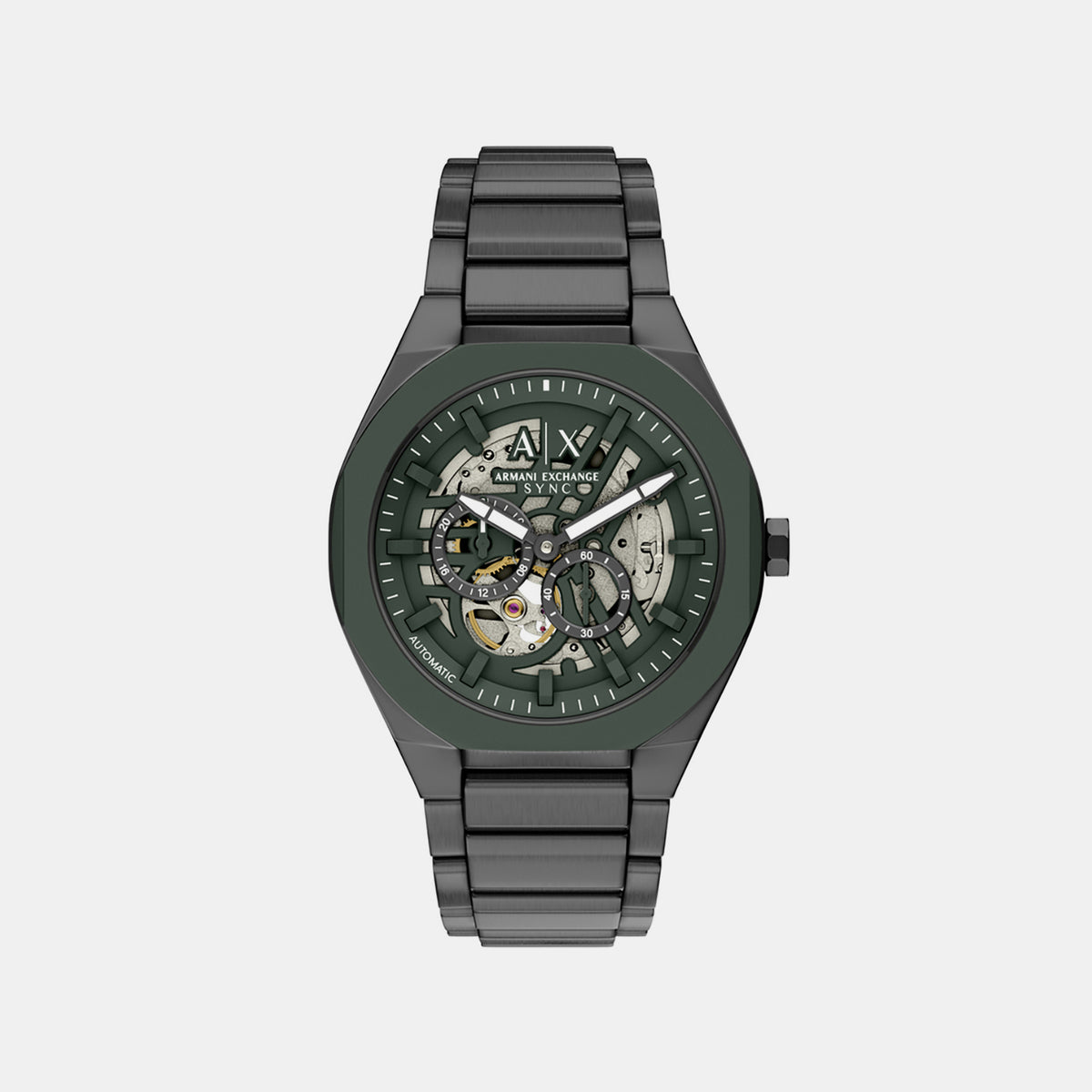 Men Automatic Green Dial Chronograph Stainless Steel Watch AX4302