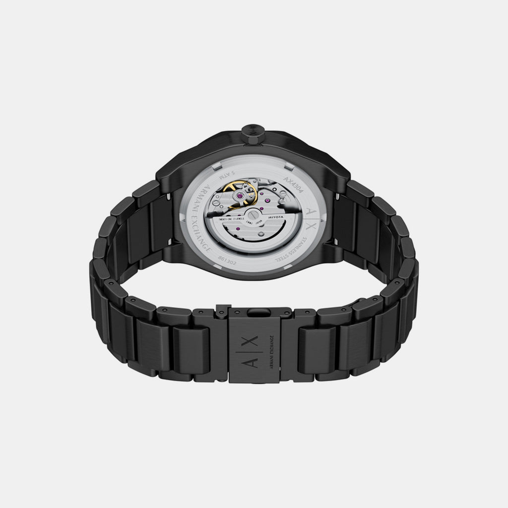 Men Automatic Black Dial Chronograph Stainless Steel Watch AX4304