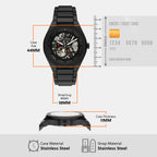 Men Automatic Black Dial Chronograph Stainless Steel Watch AX4304