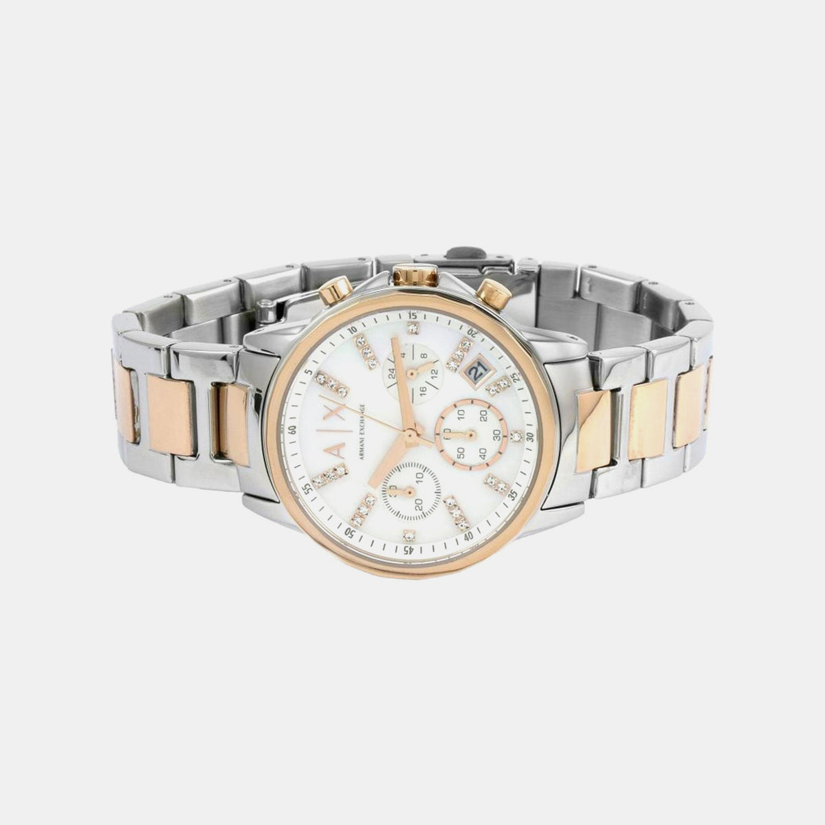 Lady Banks Women Quartz Silver Dial Chronograph Stainless Steel Watch AX4331