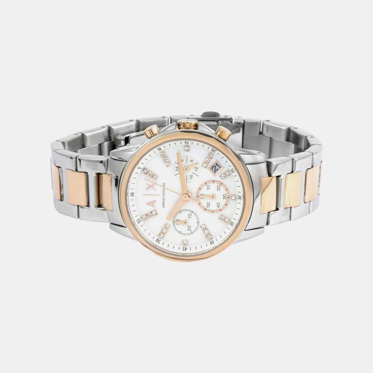 Lady Banks Women Quartz Mother Of Pearl Dial Chronograph Stainless Steel Watch AX4331