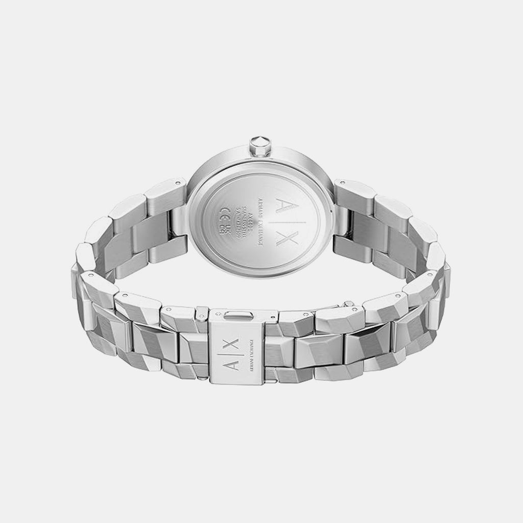 Women Quartz Silver Dial Analog Stainless Steel Watch AX4405