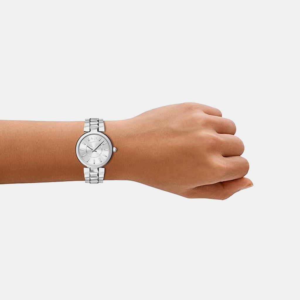 Women Quartz Silver Dial Analog Stainless Steel Watch AX4405