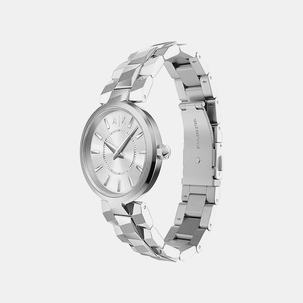 Women Quartz Silver Dial Analog Stainless Steel Watch AX4405