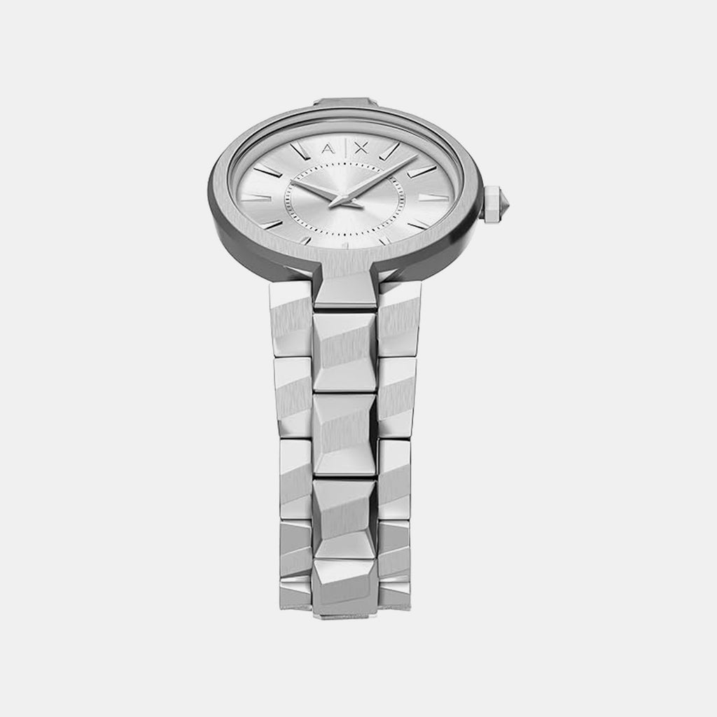 Women Quartz Silver Dial Analog Stainless Steel Watch AX4405