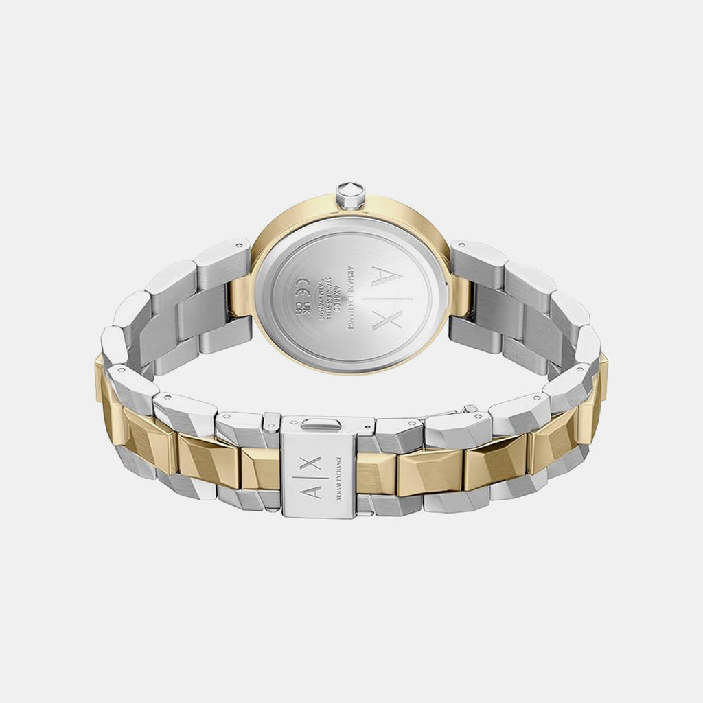 Women Quartz Silver Dial Analog Stainless Steel Watch AX4406