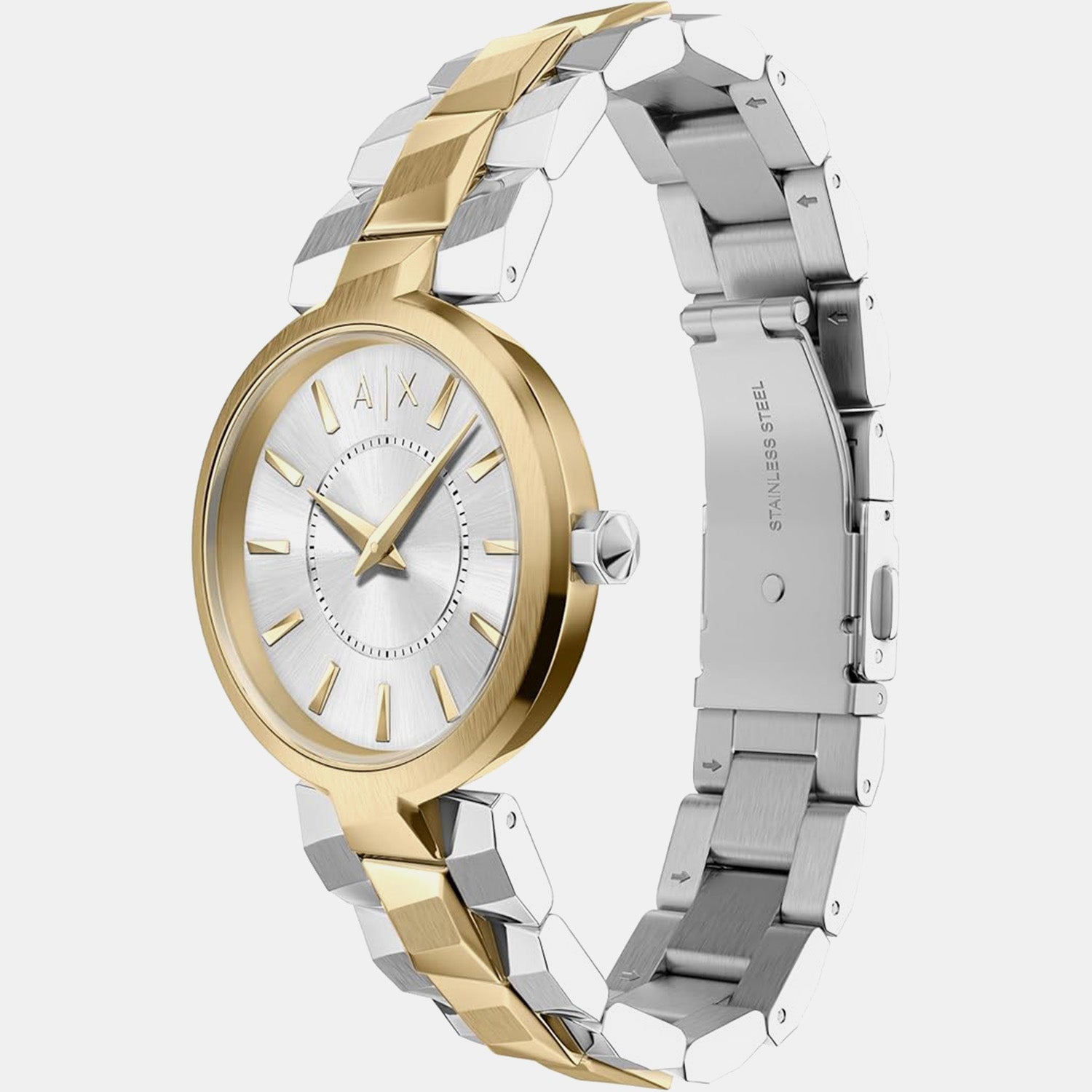 Women Quartz Silver Dial Analog Stainless Steel Watch AX4406