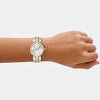 Women Quartz Silver Dial Analog Stainless Steel Watch AX4406