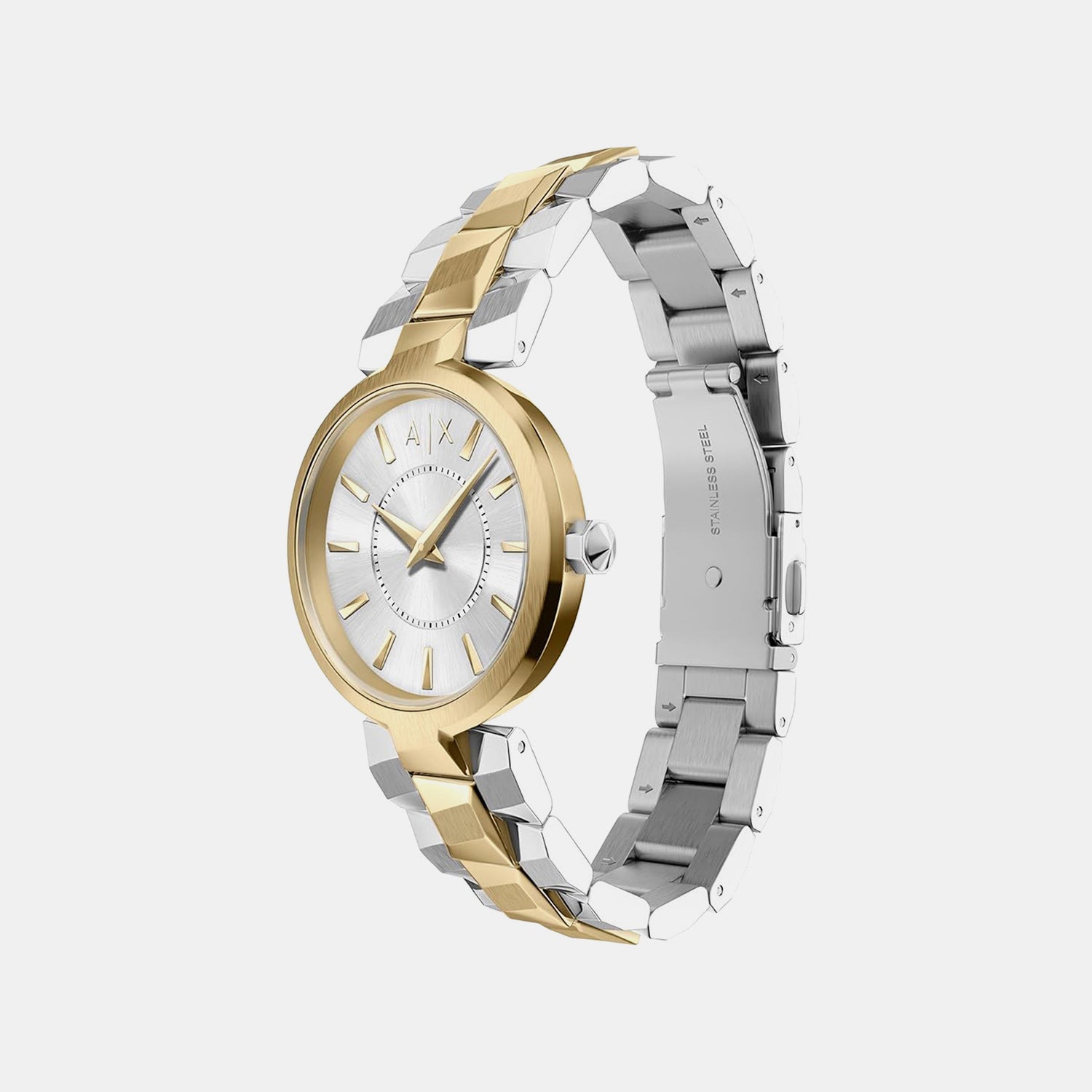 Women Quartz Silver Dial Analog Stainless Steel Watch AX4406
