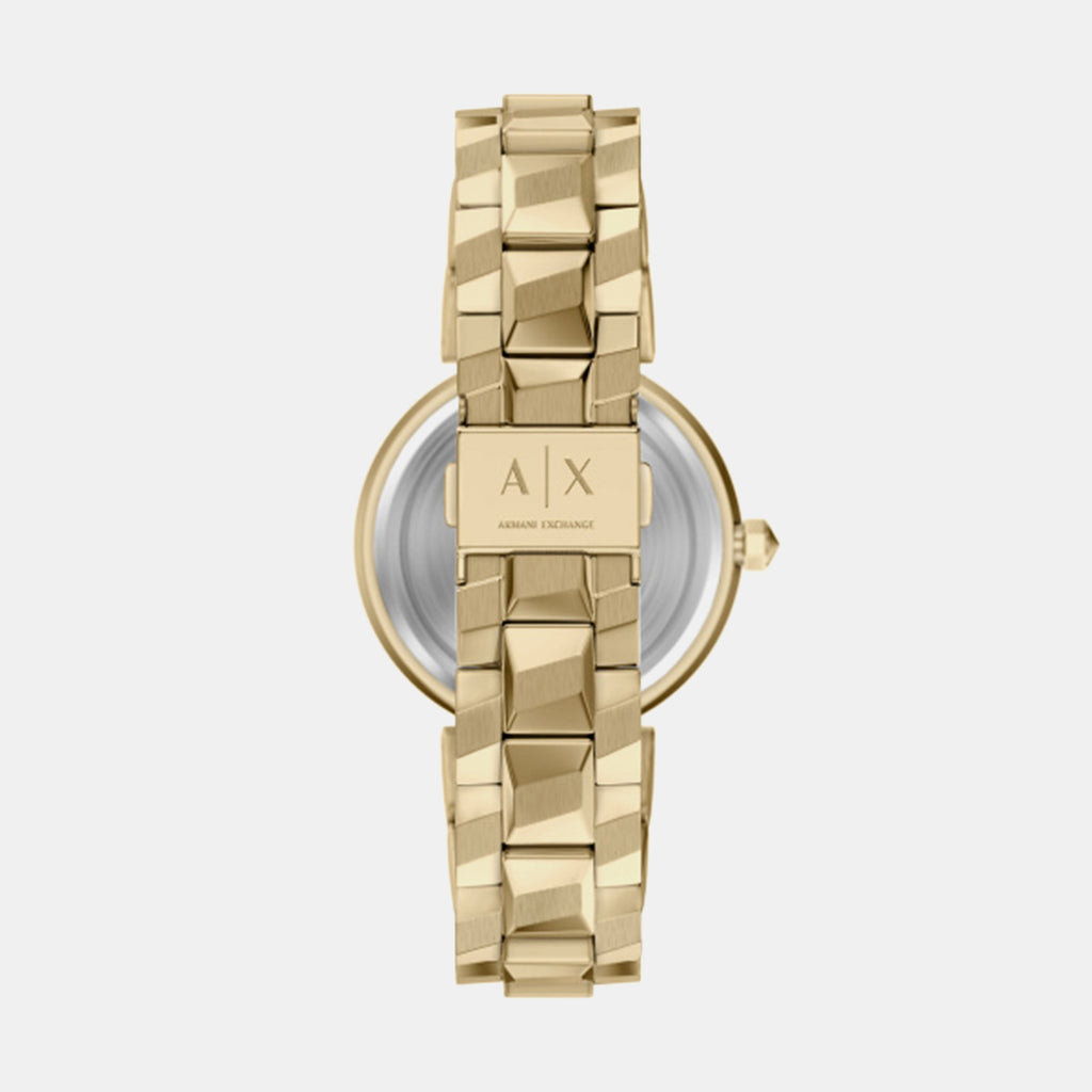 Women Quartz Gold Dial Analog Stainless Steel Watch AX4407